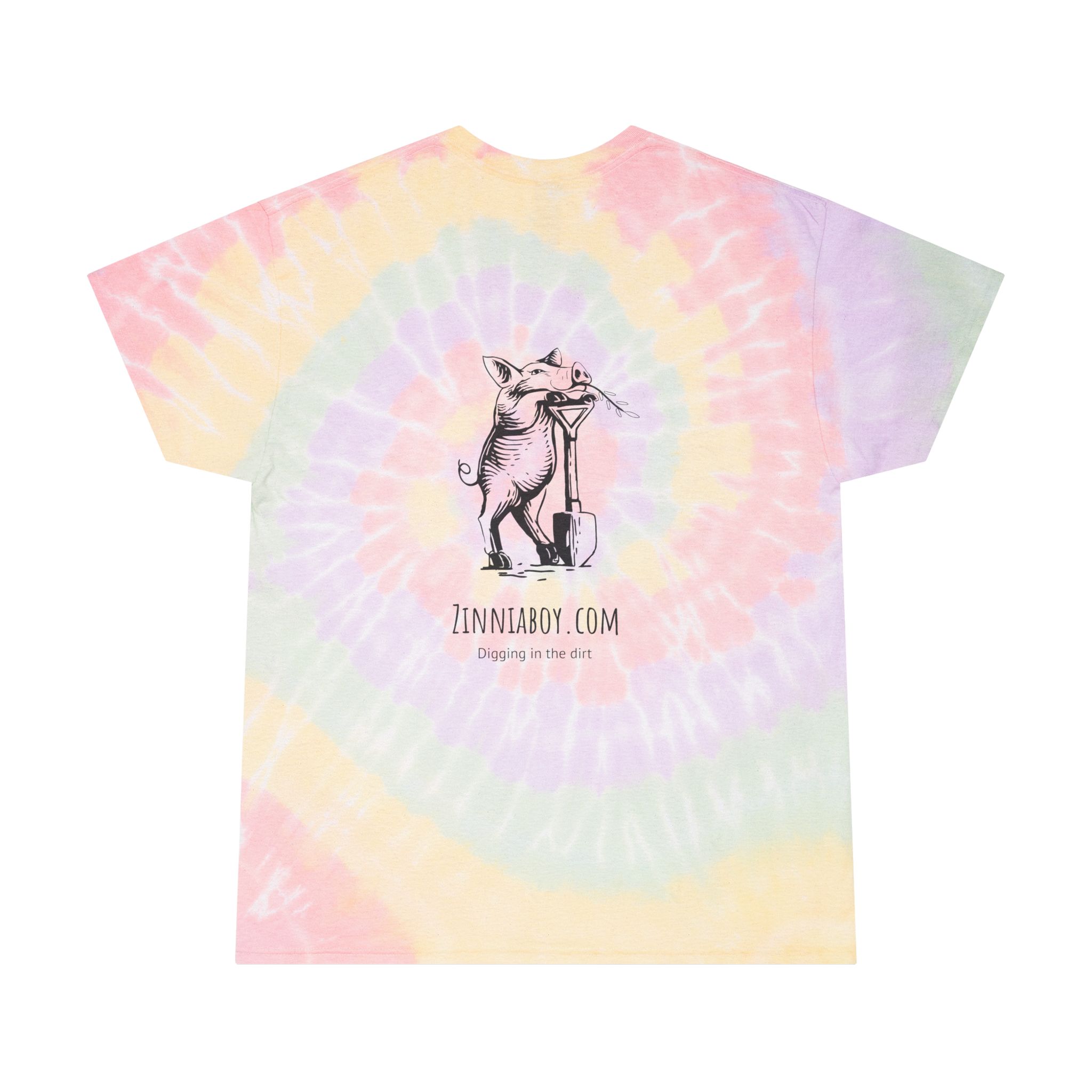 Pastel Spiral Tie-Dye T-Shirt — Vintage Pig Scooter Illustration (ZinniaBoy)
