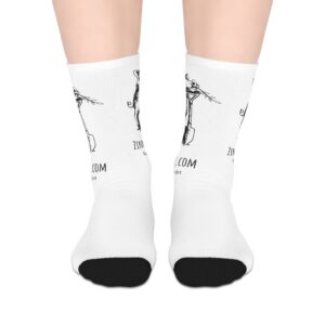 Skeleton Cellist Mid-Length Socks - Gothic Musician Socks with ZinniaArt Logo
