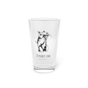 Fox Illustration Pint Glass, 16oz — Vintage Animal Art Beer Glass