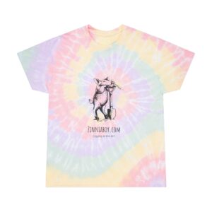 Pastel Spiral Tie-Dye T-Shirt — Vintage Pig Scooter Illustration (ZinniaBoy)