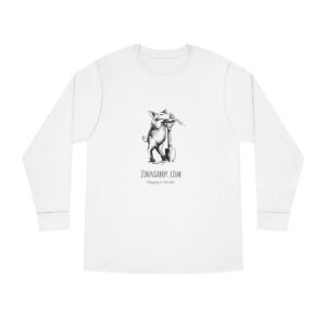 Long Sleeve Tee – Vintage Fox Illustration "Zinnaroo.com" Graphic