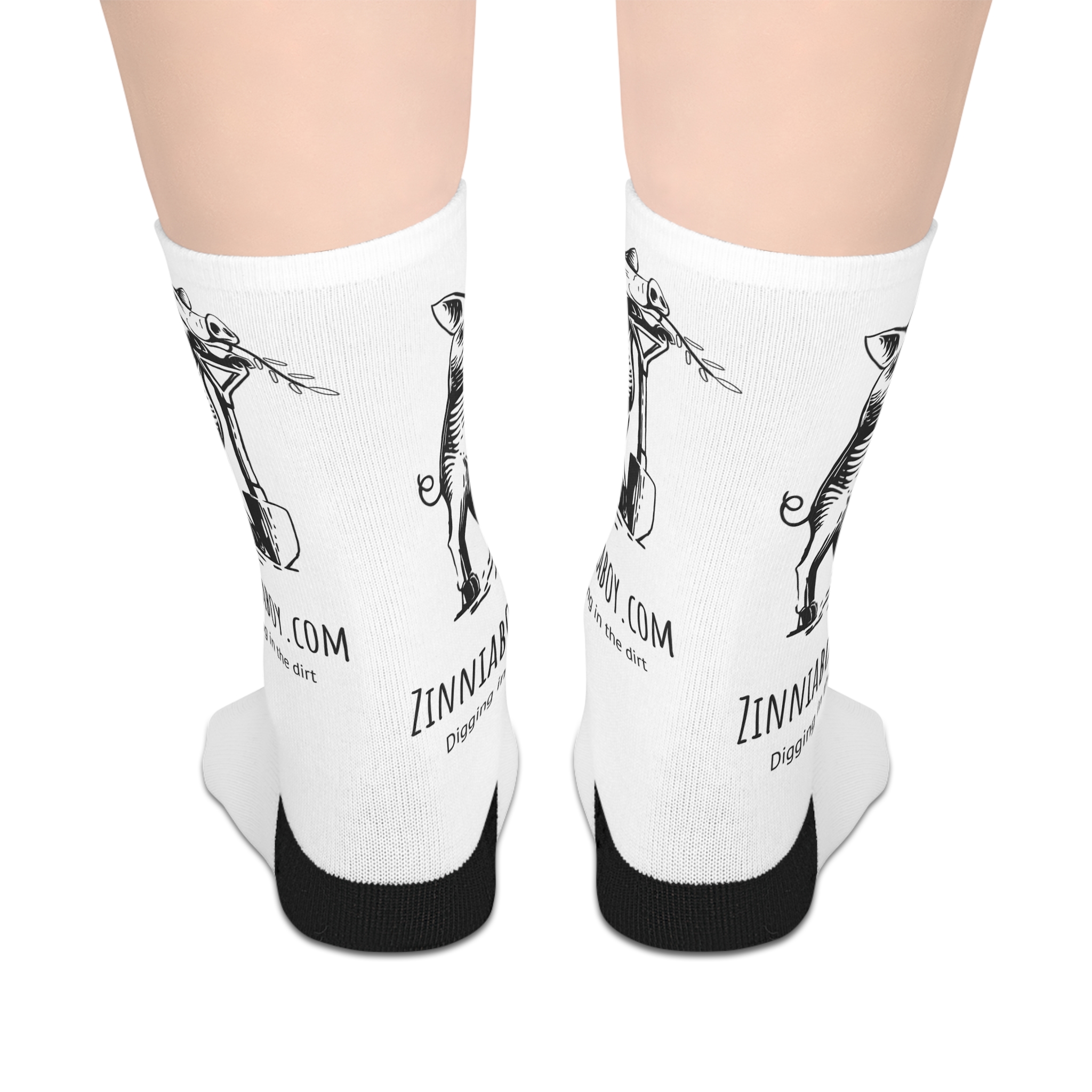 Skeleton Cellist Mid-Length Socks - Gothic Musician Socks with ZinniaArt Logo