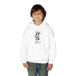 Youth Hoodie with Playful Fox Illustration – 'YOUNGAT.COM' Graphic Pullover