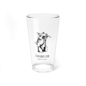 16oz Mixing Glass — Pig with Shovel Illustration (ZinniaBoy.com)