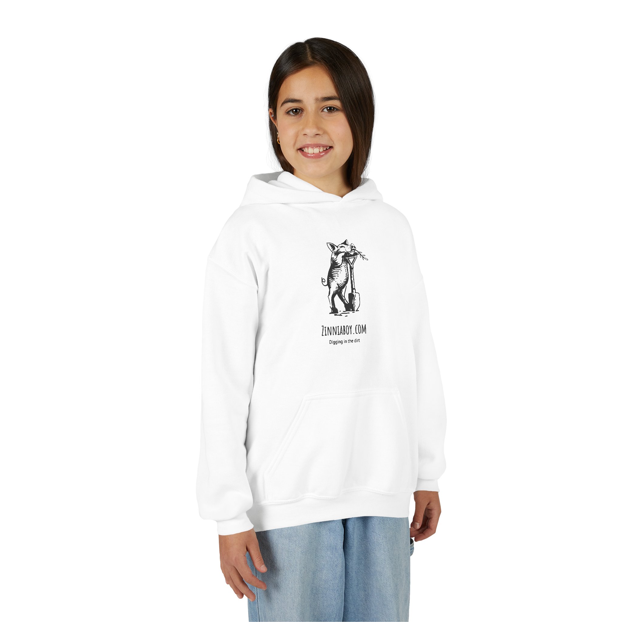 Youth Hoodie with Playful Fox Illustration – 'YOUNGAT.COM' Graphic Pullover