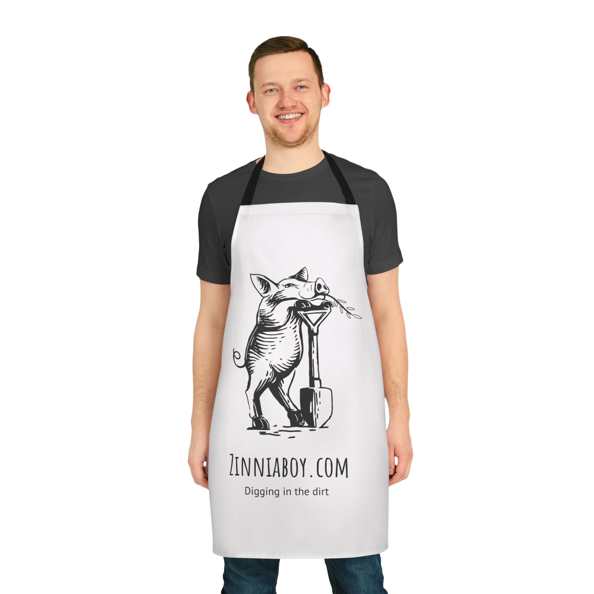 Gardening Apron with Pig & Shovel Illustration — "Zinniaboy.com: Digging in the Dirt"
