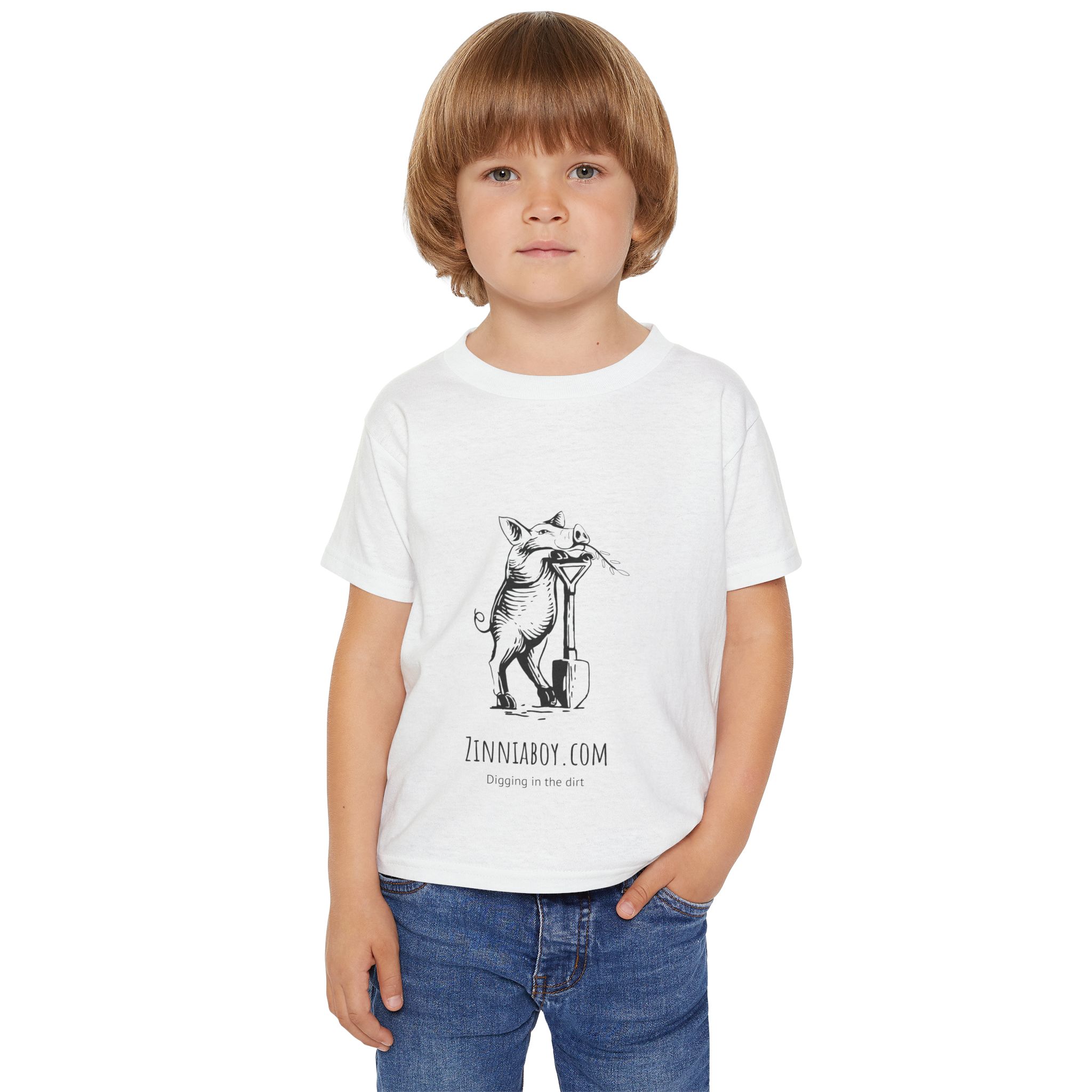 Toddler T‑Shirt — Playful Pig with Shovel Illustration ("Digging in the Dirt")